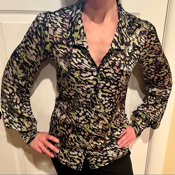 Rachel Zoe abstract print silk blouse size 0 - Picture 3 of 8